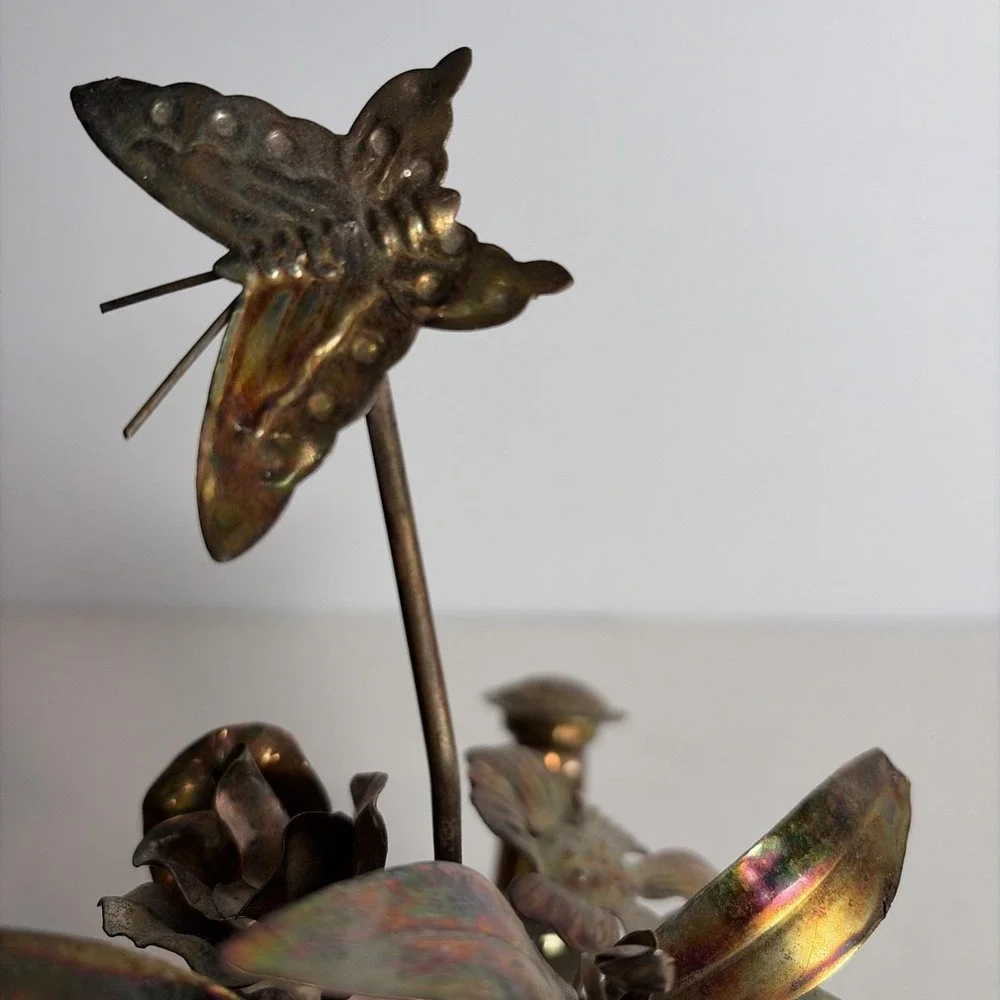 VTG Berkeley Copper Watering Can Floral Butterfly Music Box 